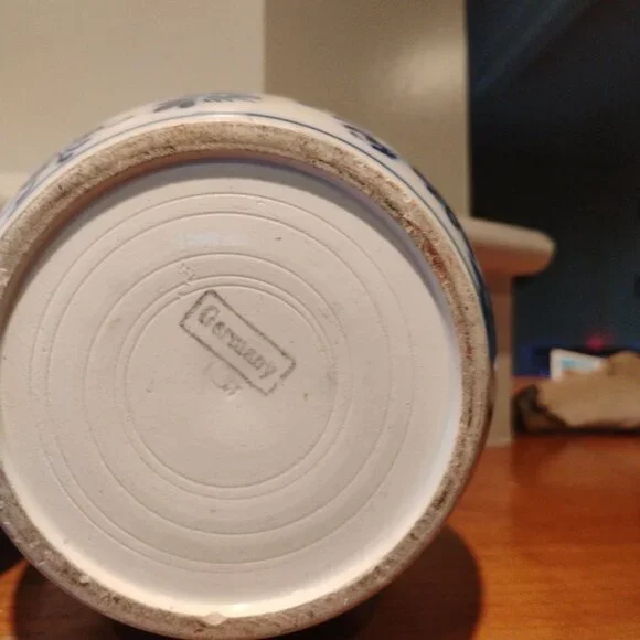 Vintage Germany Porcelain Blue Onion Rice & Barley Canisters No Lids Set of 2 - Picture 9 of 9